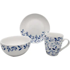 MG HOME | LIŚCIE ZESTAW SERWIS OBIADOWO KAWOWY Z PORCELANY 30 EL MIX