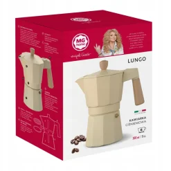 MG HOME | LUNGO Kawiarka aluminiowa / kremowa 300 ml / 6 filiżanek