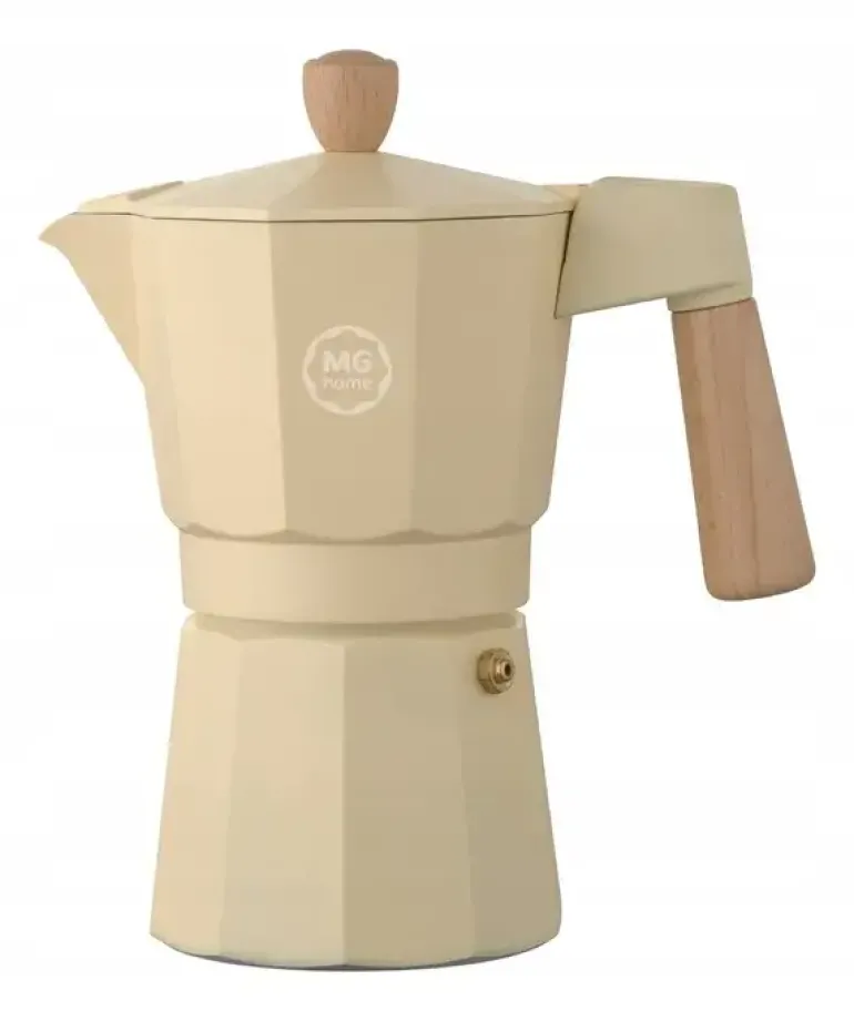 MG HOME | LUNGO Kawiarka aluminiowa / kremowa 300 ml / 6 filiżanek
