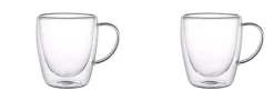 MG HOME | RENZA Zestaw 2 szklanek termicznych z uchem 300 ml / transparentne