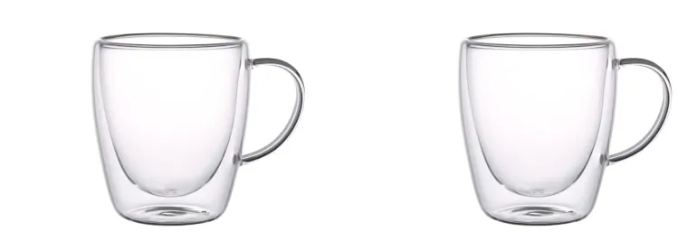 MG HOME | RENZA Zestaw 2 szklanek termicznych z uchem 300 ml / transparentne