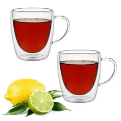 MG HOME | RENZA Zestaw 2 szklanek termicznych z uchem 300 ml / transparentne