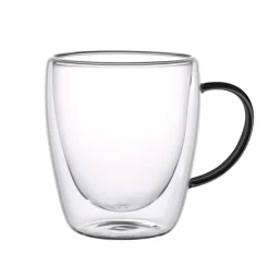 MG HOME | RENZA Zestaw 6 szklanek termicznych z uchem 300 ml / czarne