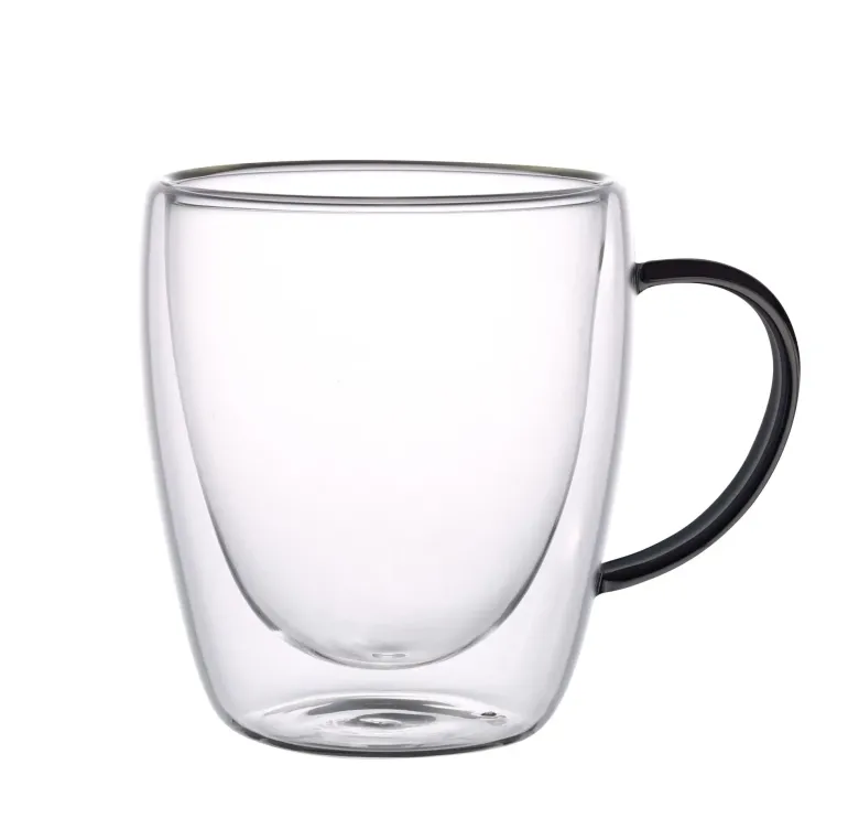 MG HOME | RENZA Zestaw 6 szklanek termicznych z uchem 300 ml / czarne