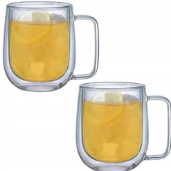 MG HOME | RENZA Zestaw 2 szklanek termicznych z uchem 250 ml / podwójne ścianki