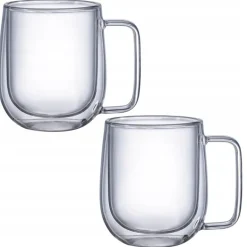MG HOME | RENZA Zestaw 2 szklanek termicznych z uchem 250 ml / podwójne ścianki