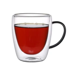MG HOME | RENZA Zestaw 2 szklanek termicznych z uchem 300 ml / czarne