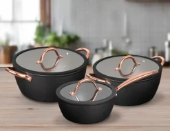 MG HOME | ROSE GOLD KOMPLET GARNKÓW ALUMINIOWYCH 6 EL.