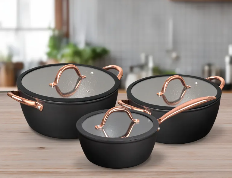 MG HOME | ROSE GOLD KOMPLET GARNKÓW ALUMINIOWYCH 6 EL.
