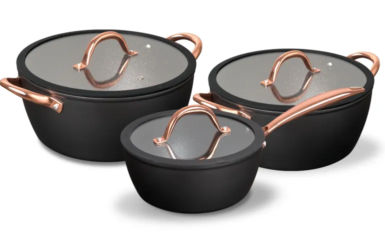 MG HOME | ROSE GOLD KOMPLET GARNKÓW ALUMINIOWYCH 6 EL.