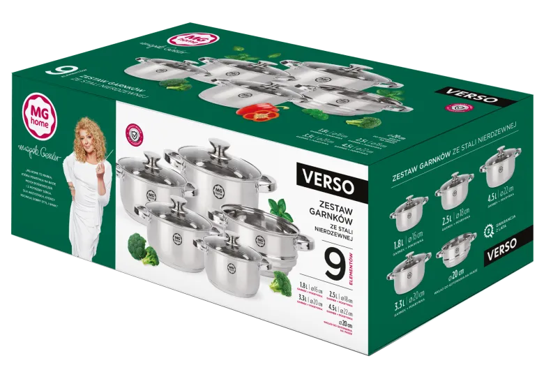 MG HOME | VERSO KOMPLET GARNKÓW 9 EL. STAL NIERDZEWNA