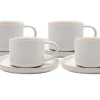 MG HOME | ZESTAW FILIŻANEK ZE SPODKIEM Z KAMIONKI ARTENA WHITE 4x220 ml