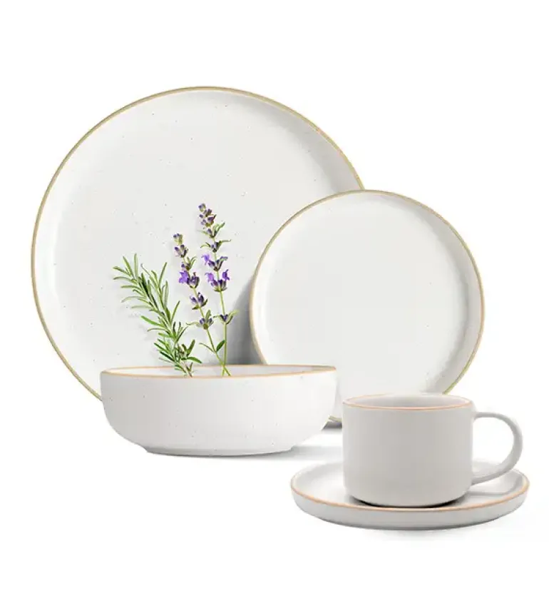 MG HOME | ZESTAW OBIADOWO KAWOWY Z KAMIONKI ARTENA WHITE 20 EL / 4 OS