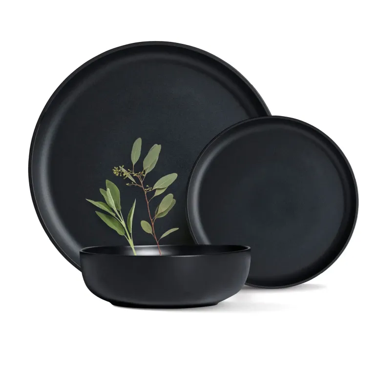 MG HOME | ZESTAW OBIADOWY Z KAMIONKI ARTENA BLACK 18 EL / 6 OS