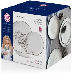 MG HOME | ZESTAW OBIADOWY Z PORCELANY GEMMA WHITE 36 EL / 12 OS
