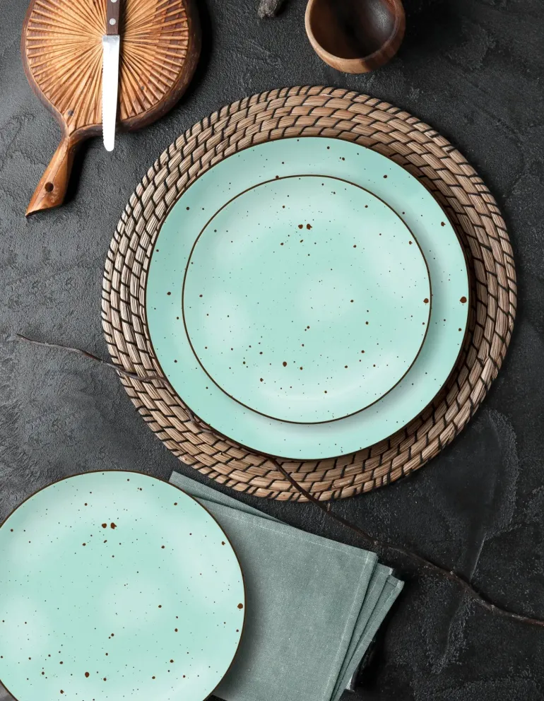 MG HOME | ZESTAW OBIADOWY Z PORCELANY GEMMA GREEN 12 EL / 4 OS