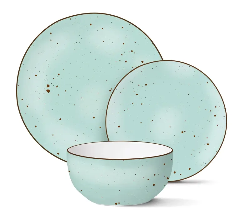 MG HOME | ZESTAW OBIADOWY Z PORCELANY GEMMA GREEN 12 EL / 4 OS
