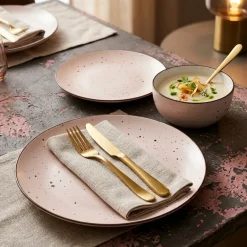 MG HOME ZESTAW OBIADOWY Z PORCELANY GEMMA PINK 12 EL / 4 OS