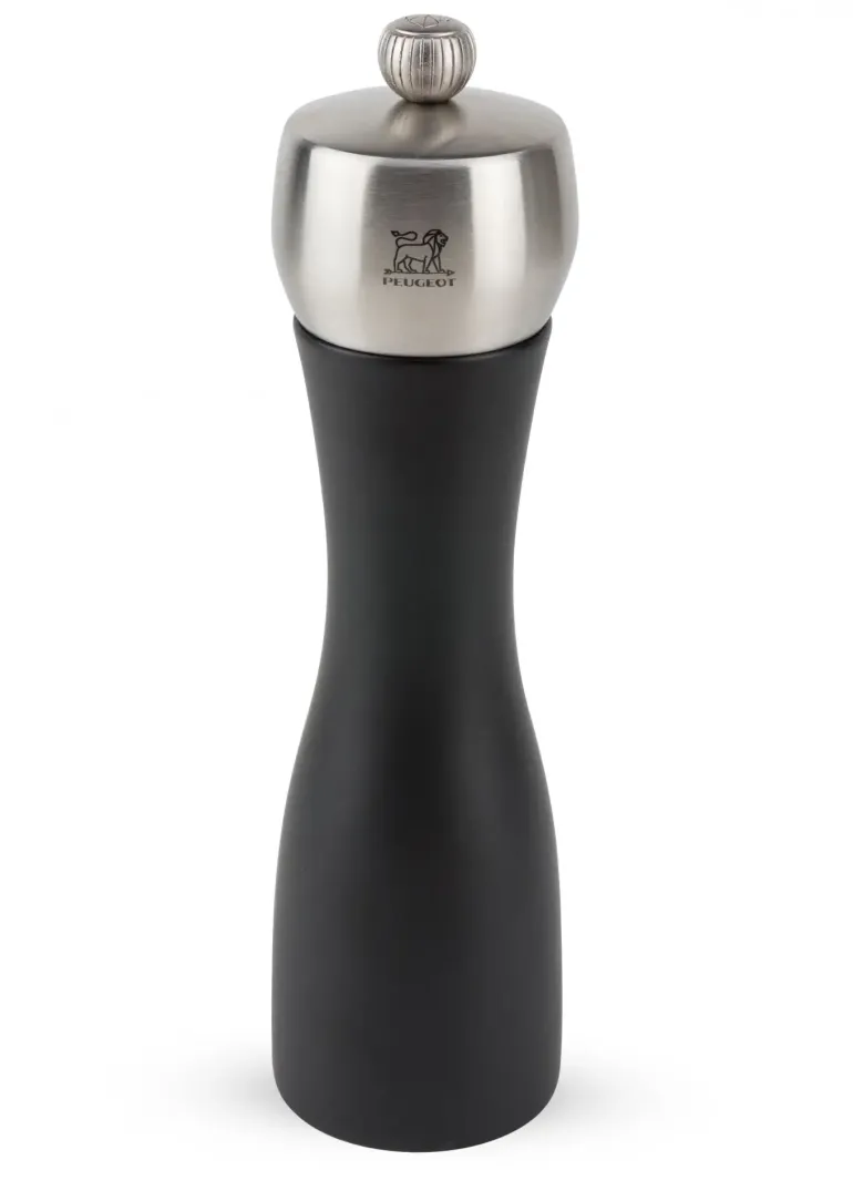 PEUGEOT FIDJI Młynek do soli 20 cm / czarny mat / drewno + stal nierdzewna