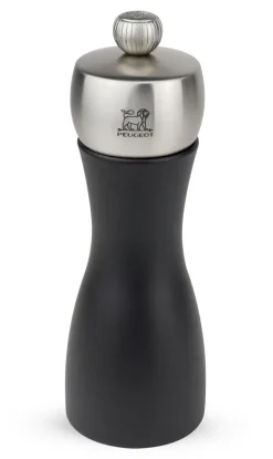 PEUGEOT FIDJI Młynek do soli 15 cm / czarny mat / drewno + stal nierdzewna