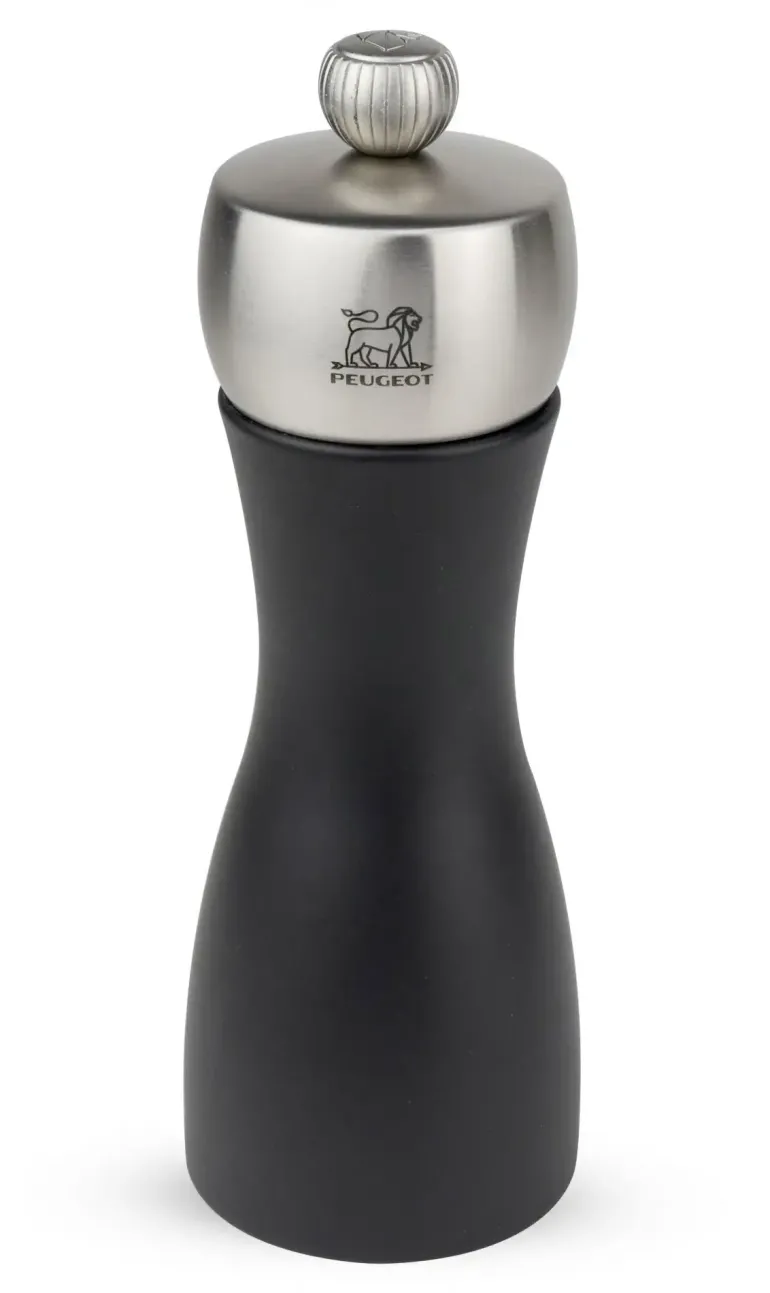 PEUGEOT FIDJI Młynek do soli 15 cm / czarny mat / drewno + stal nierdzewna