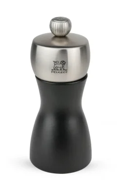 PEUGEOT FIDJI Młynek do soli 12 cm / czarny mat / drewno + stal nierdzewna