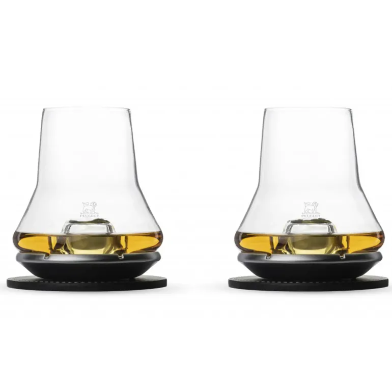 PEUGEOT LES Komplet 2 szklanek do degustacji whisky 380 ml + podstawki chłodzące