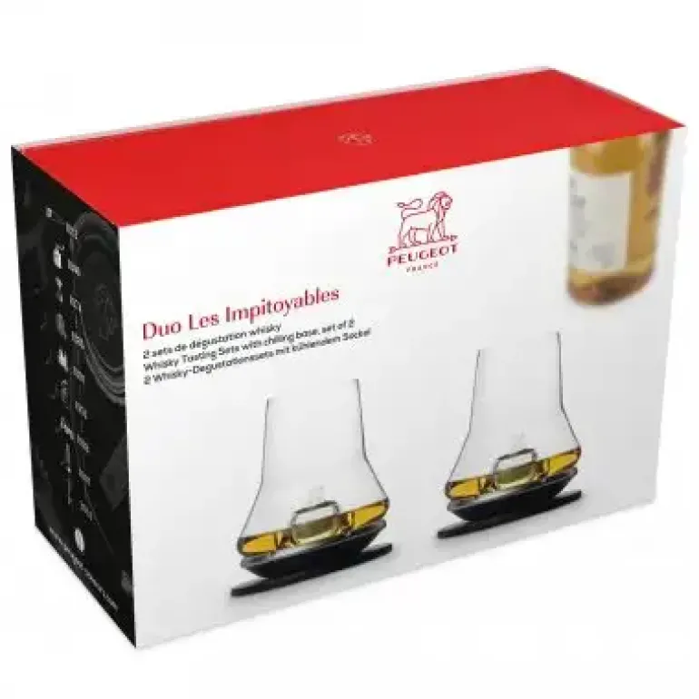 PEUGEOT LES Komplet 2 szklanek do degustacji whisky 380 ml + podstawki chłodzące