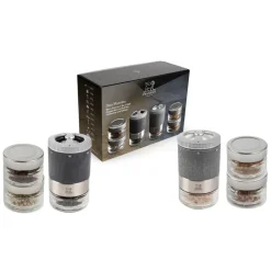PEUGEOT MAESTRO Zestaw młynków do pieprzu i soli DUO 11 cm + 6 przypraw