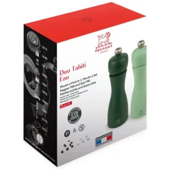 PEUGEOT TAHITI DUO Komplet młynków do soli i pieprzu 15 cm / drewno bukowe / zielony