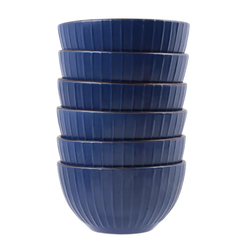 PRIMA DECO BRENTA Komplet obiadowy 36 el dla 12 os / kamionka / granatowy mat