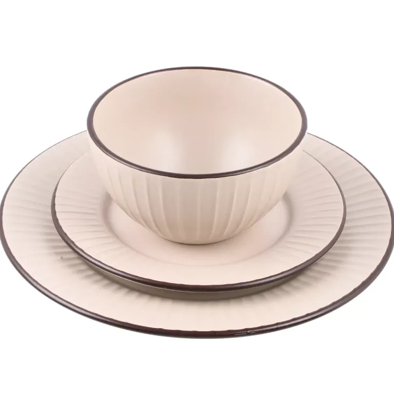 PRIMA DECO BRENTA Komplet obiadowy 18 el dla 6 os / kamionka / kaszmirowy mat