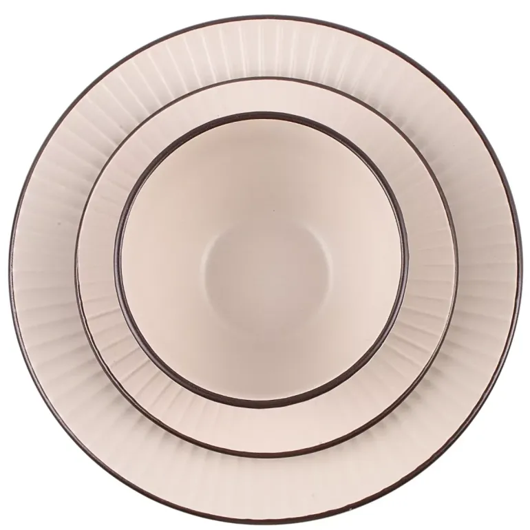 PRIMA DECO BRENTA Komplet obiadowy 18 el dla 6 os / kamionka / kaszmirowy mat