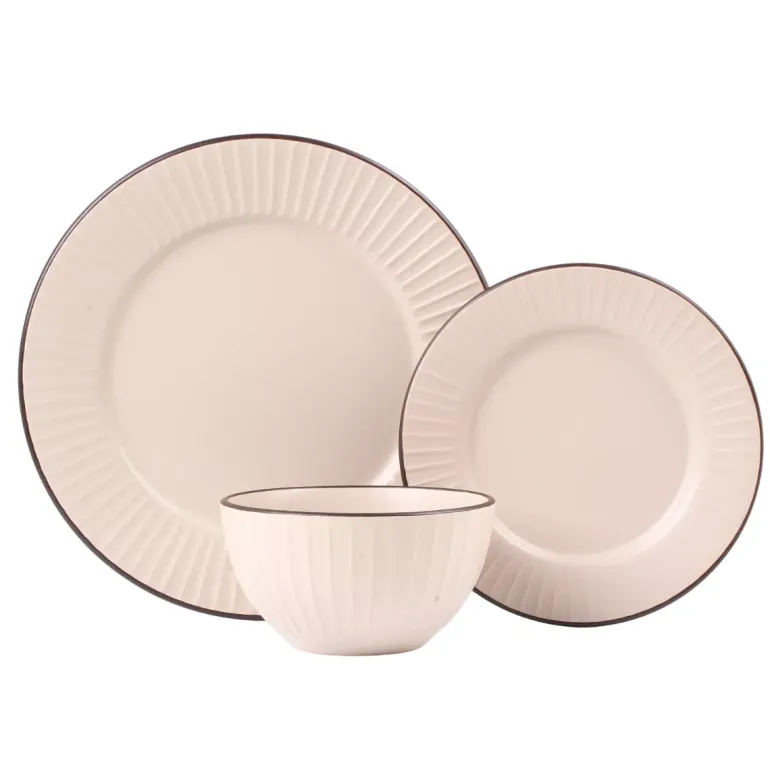 PRIMA DECO BRENTA Komplet obiadowy 18 el dla 6 os / kamionka / kaszmirowy mat