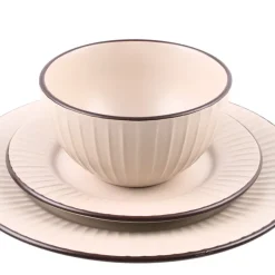 PRIMA DECO BRENTA Komplet obiadowy 18 el dla 6 os / kamionka / kaszmirowy mat