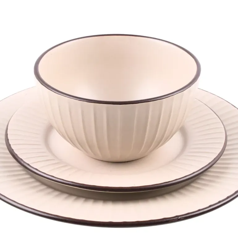 PRIMA DECO BRENTA Komplet obiadowy 18 el dla 6 os / kamionka / kaszmirowy mat