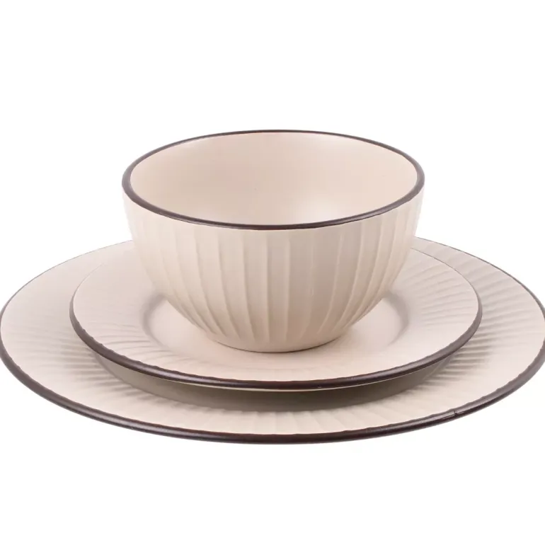 PRIMA DECO BRENTA Komplet obiadowy 18 el dla 6 os / kamionka / kaszmirowy mat