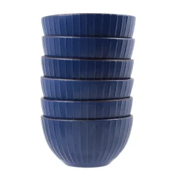PRIMA DECO BRENTA Komplet obiadowy 54 el dla 18 os / kamionka / granatowy mat