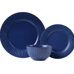 PRIMA DECO BRENTA Komplet obiadowy 54 el dla 18 os / kamionka / granatowy mat