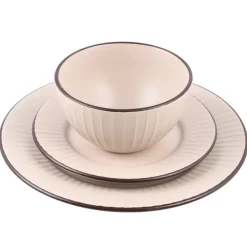 PRIMA DECO BRENTA Komplet obiadowy 54 el dla 18 os / kamionka / kaszmirowy mat