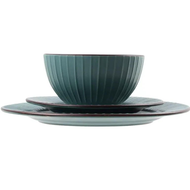 PRIMA DECO BRENTA Komplet obiadowy 18 el dla 6 os / kamionka / morski mat