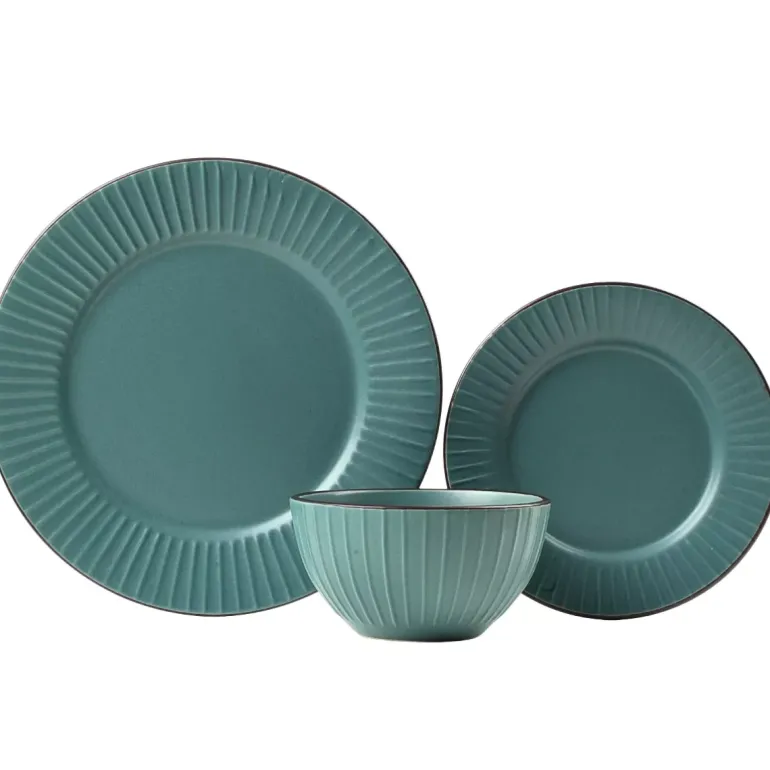 PRIMA DECO BRENTA Komplet obiadowy 18 el dla 6 os / kamionka / morski mat