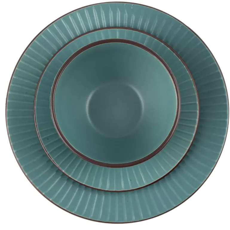 PRIMA DECO BRENTA Komplet obiadowy 18 el dla 6 os / kamionka / morski mat