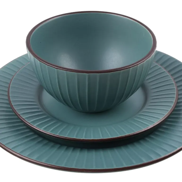 PRIMA DECO BRENTA Komplet obiadowy 18 el dla 6 os / kamionka / morski mat