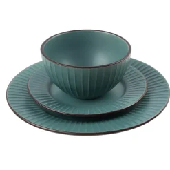PRIMA DECO BRENTA Komplet obiadowy 18 el dla 6 os / kamionka / morski mat