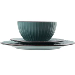 PRIMA DECO BRENTA Komplet obiadowy 36 el dla 12 os / kamionka / morski mat