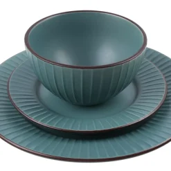 PRIMA DECO BRENTA Komplet obiadowy 36 el dla 12 os / kamionka / morski mat