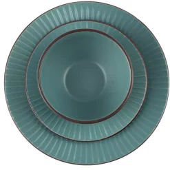 PRIMA DECO BRENTA Komplet obiadowy 36 el dla 12 os / kamionka / morski mat