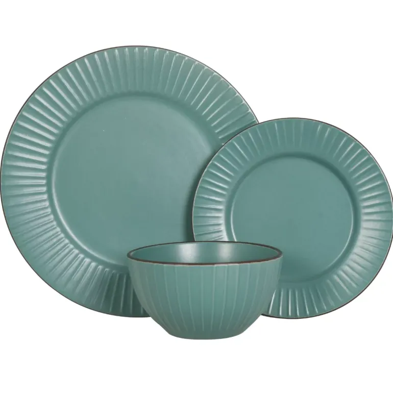 PRIMA DECO BRENTA Komplet obiadowy 36 el dla 12 os / kamionka / morski mat