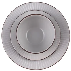 PRIMA DECO BRENTA Komplet obiadowy 54 el dla 18 os / kamionka / szary mat